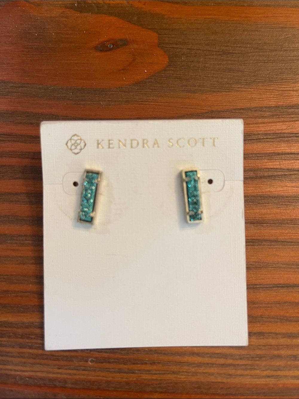 Kendra Scott Teal Druzy Vertical Bar Studs